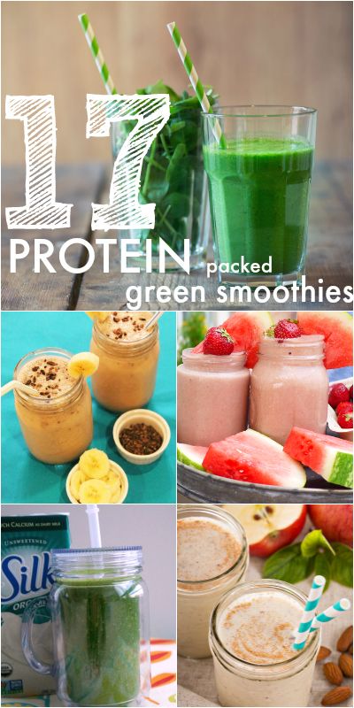 17 Protein Packed Smoothies - Filled with veggies and totally delicious Heathy Smoothies, Protein Packed Smoothies, Veggie Smoothies, High Protein Smoothies, Post Workout Smoothie, Protein Smoothies, Workout Smoothies, Healthy Green Smoothies, Green Smoothies