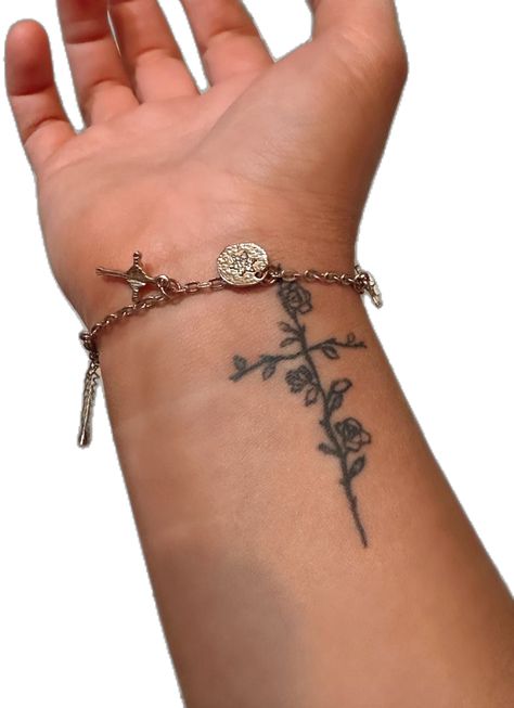 #tattoo #inspo #aesthetic #tattooideas #cross #crosstattoo #goldjewelry #smalltattoo #country Leah Love Island Usa Tattoo, Small Cute Tattoo Ideas For Women, God Themed Tattoos, Crosses Tattoo For Women, Tattoo Ideas Cross Flowers, Western Dainty Tattoos, Ornate Cross Tattoo, Women’s Cross Tattoo, Cross Tattoo Aesthetic