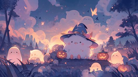 Kawaii Halloween Desktop Wallpaper, Cartoon Wallpaper For Desktop, Cute Halloween Macbook Wallpaper, Cute Kawaii Desktop Wallpaper, Cute Laptop Screensavers, Anime Halloween Backgrounds, Cute Halloween Wallpapers For Ipad, Cute Wallpaper For Pc Desktop Wallpapers, Cute Spooky Wallpaper Desktop