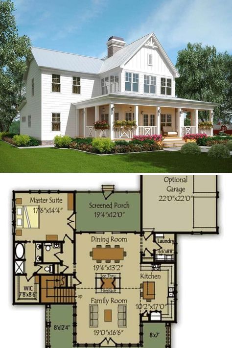 Simple Farmhouse Plans, Farm House Plans, Small Farmhouse Plans, Modern Farmhouse Floorplan, Farmhouse Layout, Country Farmhouse Plans, Little House Plans, Farmhouse Floor Plans, Porch House Plans