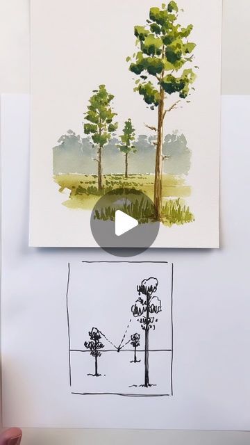 Mallery Jane I Watercolor on Instagram: "How I use one point perspective for trees 🌲 Ready to learn to how to Watercolor?! Join me in Watercolor 101 with 5+ hours of prerecorded lessons that will get you confidently painting 🎨 #onepointperspective #watercolorillustration #watercolortutorial #howtodraw #learnwatercolor" Abstract Watercolor Trees, Line Drawing Watercolor, Watercolour Trees Tutorials, How To Use Watercolor, Water Colour Tutorial, Watercolor Trees Tutorial, Mallery Jane, Watercolor 101, Watercolour Trees