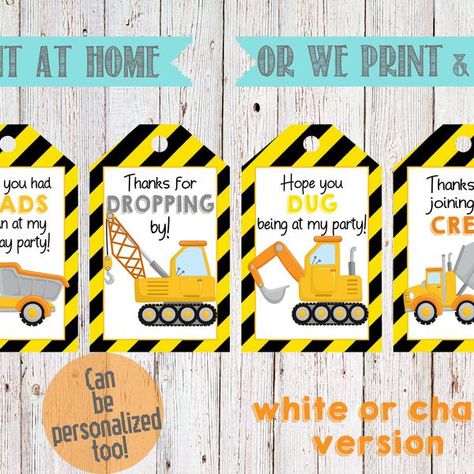 Construction Party Theme, Construction Party Favors, Construction Theme Party, Construction Birthday Party, Grandson Birthday, Construction Birthday Parties, Construction Theme, Peppa Pig Birthday, Printable Thank You Cards