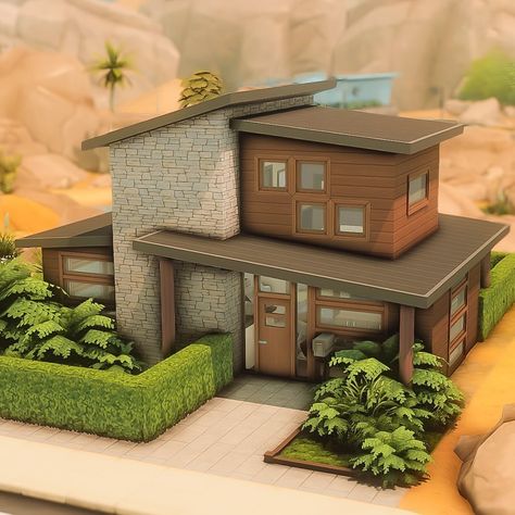 𝐓𝐇𝐄 𝐆𝐎𝐋𝐃𝐄𝐍 𝐀𝐆𝐄 - 𝐁𝐔𝐈𝐋𝐃𝐒 | Modern Base game Home in Oasis Springs 🌴 | noCC 🛠️ packs used: Base game 🏷️: @ea @thesims #sccregram #thesims #sims #eacreatornetwork… | Instagram Small House Design Sims 4, Sims House Oasis Springs, Sims 4 Modern House Exterior, Sims Minimalist House, Sims 4 Base Game Floor Plans, Base Game Home Sims 4, Eco Home Sims 4, Modern Starter Home Sims 4, House For Sims 4