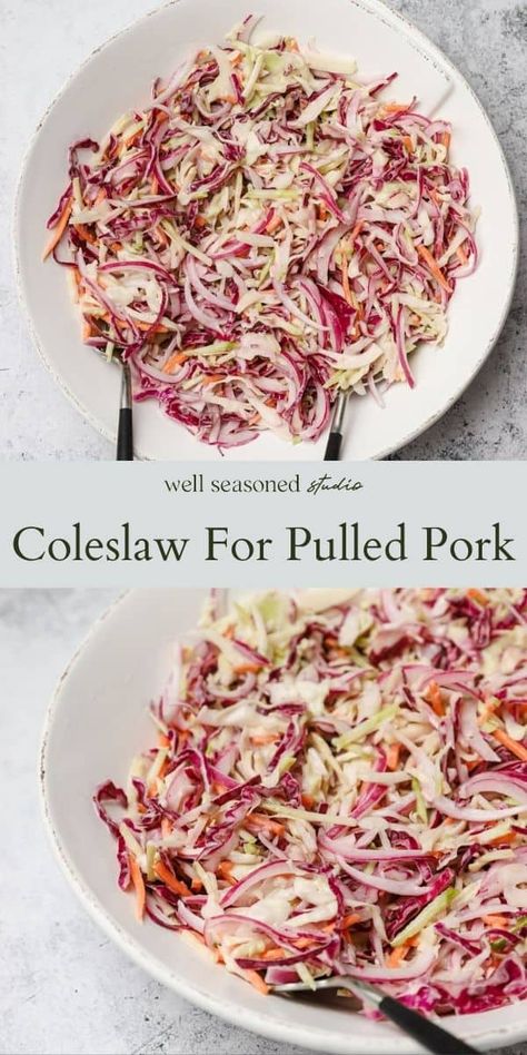 Light Coleslaw Recipe Healthy, Easy Coleslaw Recipe For Pulled Pork, Best Coleslaw For Pulled Pork, Pulled Pork Coleslaw Recipe, Slaw For Pulled Pork, Pulled Pork Slaw, Pork Coleslaw, Traditional Coleslaw Recipe, Coleslaw For Pulled Pork