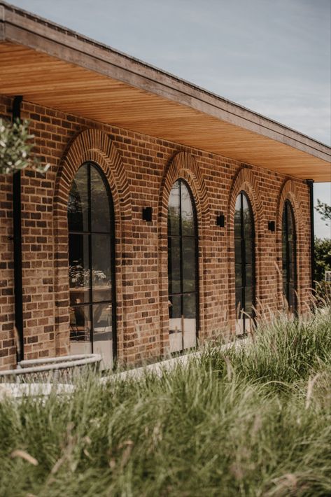 Hillside Farmhouse, Country Architecture, Minimalistic Landscape, New Build House, Architecture House Design, Brick Archway, Metal Windows, Window Architecture, Timber Architecture