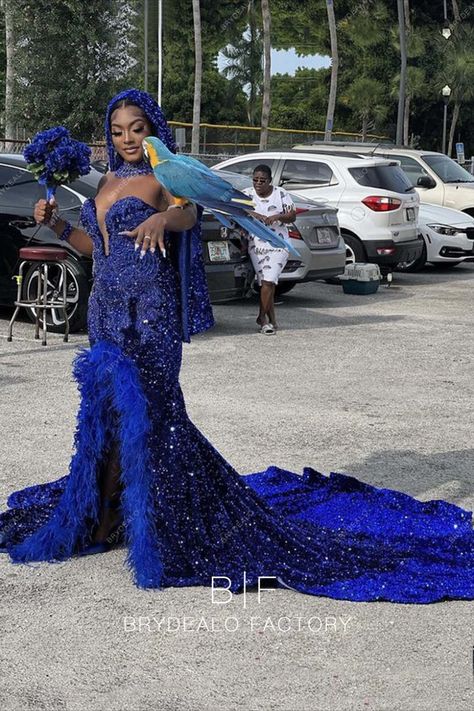 Strapless Royal Blue Sequin Feathers Slit Mermaid Prom Dress Inspiration Images. #prominspiration #2024 #promcouple Prom Dresses With Hood, Prom Dress With Hood, Hooded Prom Dress, Ugly Prom Dresses, Hood Prom, Ugly Prom Dress, Sequin Mermaid Prom Dress, Prom Fits, Prom 2k24