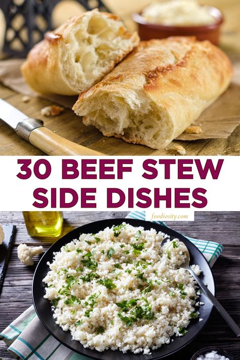 30 Beef Stew Side Dishes For Dinner - Foodiosity Side Dishes For Beef Stew, What To Serve With Beef Stew, Stew Side Dishes, Beef Stew Sides, Side Dishes For Beef, Roasted Beets With Goat Cheese, Stew Beef And Rice, Beets With Goat Cheese, Deer Stew