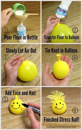 A fun way for kids to get rid of the grumpies - help them make a homemade stress ball for squeezing away those frustrations! Permainan Kerjasama Tim, Aktiviti Kanak-kanak, Hiasan Bilik, Aktivitas Montessori, Decorations Table, Camping Crafts, Kids Easter, Fun Diy Crafts, Fun Crafts For Kids