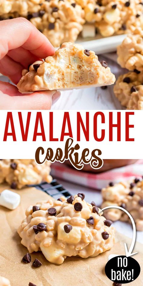 Recipe With Rice Krispies, No Bake Avalanche Cookies, Avalanche Cookies, Gooey Desserts, Recipe With Rice, Rice Krispies Cereal, Easy No Bake Cookies, Viral Recipes, Perfect Cookies