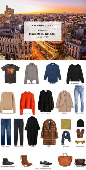 What to pack for Madrid packing list | Madrid Outfit Ideas | What to Wear in Madrid | Spain Packing list | Winter Packing List | What to Wear in Spain | Spain Outfits Ideas | Packing Light | Capsule Wardrobe | travel wardrobe | Fall packing list | travel capsule | livelovesara  #ShopStyle #MyShopStyle #Winter #Holiday #Vacation #Travel Madrid In Winter, What To Wear In Spain, Packing List Winter, Spain Packing List, Outfit Viaje, Spain Outfit Ideas, Fall Packing List, Spain Winter, Spain Travel Outfits