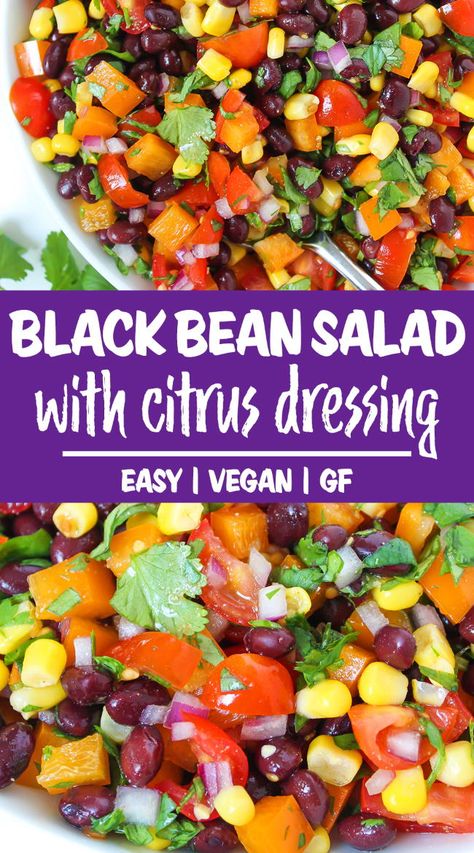 Southwest Black Bean Salad with Citrus Dressing Salad With Citrus Dressing, Salad With Citrus, Black Bean Salad Recipe, Citrus Dressing, Easy Mediterranean Diet Recipes, Black Bean Salad, Fresh Salad Recipes, Bean Salad Recipes, Best Salad Recipes