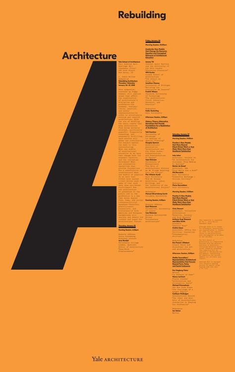 Yale Architecture, Michael Bierut, Typeface Poster, Poster Grafico, Alfabet Font, Yale School Of Art, Buch Design, Graphisches Design, 타이포그래피 포스터 디자��인