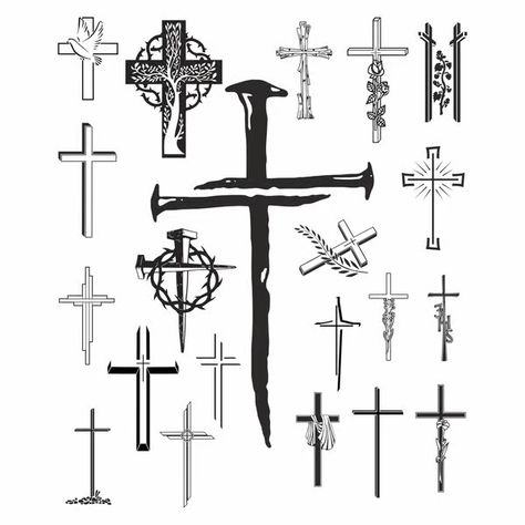 Cross SVGs for creating Christian crafts, including cross necklace SVGs, cross earrings SVGs, cross wall art SVGs, and#tattoolettering #fontinspiration #inkedfonts #tattoofonts #typographytattoo Different Cross Designs, Jesus Cross Tattoo Design, Pictures Of Crosses, Doodles Christian, Nail Cross Design, Cross Doodle, Jesus Writing, Crosses Designs, Christian Logo