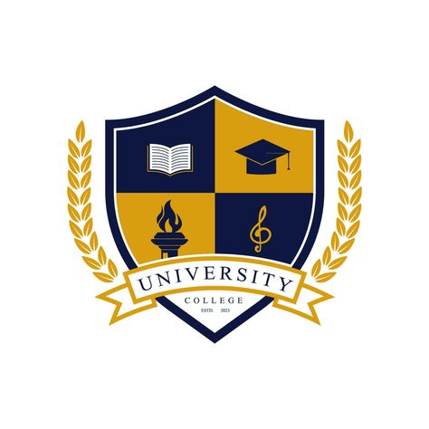 University college school badge logo design vector image. Education badge logo design. University high school emblem School Badge Logo, Logo Design University, Bow Wallpaper Iphone, School Emblem, Badge Logo Design, Create A Business Logo, Design University, School Badges, Logo Design Art