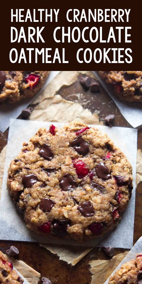 Dark Chocolate Cherry Oatmeal Cookies, Cranberry Dark Chocolate Cookies, Healthy Pastry Recipes Clean Eating, Cranberry Chocolate Chip Oatmeal Cookies, Cranberry Recipes Healthy, Oatmeal Cookies Soft, Dark Chocolate Oatmeal, Cranberry Oatmeal Cookies, Sugar Challenge