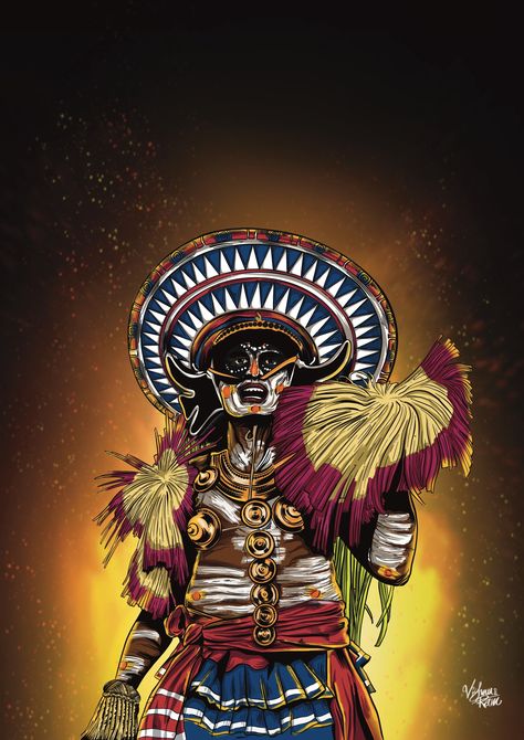 Traditional art forms Theyyam Logo, Pooram Kerala Poster, Kerala Traditional Art, Theyyam Illustration, Theyyam Art, Fz Bike, Brahma Dev, Kerala Art, Soldier Silhouette