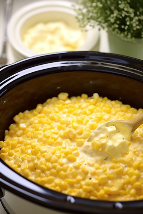 Get ready to elevate your side dish game with this creamy and cheesy Slow Cooker Creamy Cheddar Corn recipe. Perfect for family dinners or holiday feasts, it's a crowd-pleaser! Try it today and savor the smiles. Pin it now and share the love! Southern Veggies, Thanksgiving Side Dishes Crockpot, Corn Thanksgiving, Crock Pot Corn, Corn Side Dish, Cheesy Corn, Side Dishes For Chicken, Corn Dishes, Breakfast Rolls