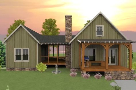 Dogtrot 3-Bedroom 2-Story House With Screened Porch (Floor Plan) Small Lake House Plans, Porch For Trailer, Tiny House Porch, Small Lake Houses, Shed Interior, House Plans 3 Bedroom, Murphy Bed Diy, A Small House, Tiny House Trailer