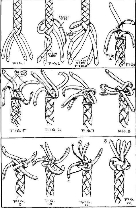 trenza                                                                                                                                                                                 Más Rawhide Braiding, Leather Tutorial, Paracord Knots, Knot Braid, Knots Diy, Leather Art, Sewing Leather, Leather Weaving, Leather Projects