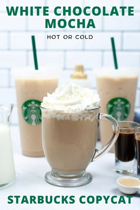 White Mocha Coffee Recipe, Starbucks White Mocha Recipe, Iced White Chocolate Mocha Recipe, Chocolate Latte Recipe, White Chocolate Mocha Recipe, Starbucks White Chocolate, Mocha Coffee Recipe, Mocha Latte Recipe, Mocha Frappe Recipe