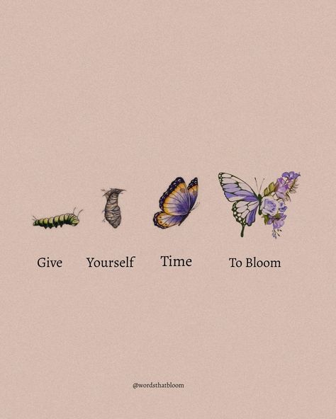 Butterfly Pics Aesthetic, Butterfly Growth Drawing, Give Yourself Time Tattoo Butterfly, Butterfly Growth Quotes, Butterfly Quotes Inspirational Life, Quotes Aesthetic Butterfly, Butterfly Feeling Quotes, Butterfly Meaning Quotes, Butterfly Wallpaper With Quotes