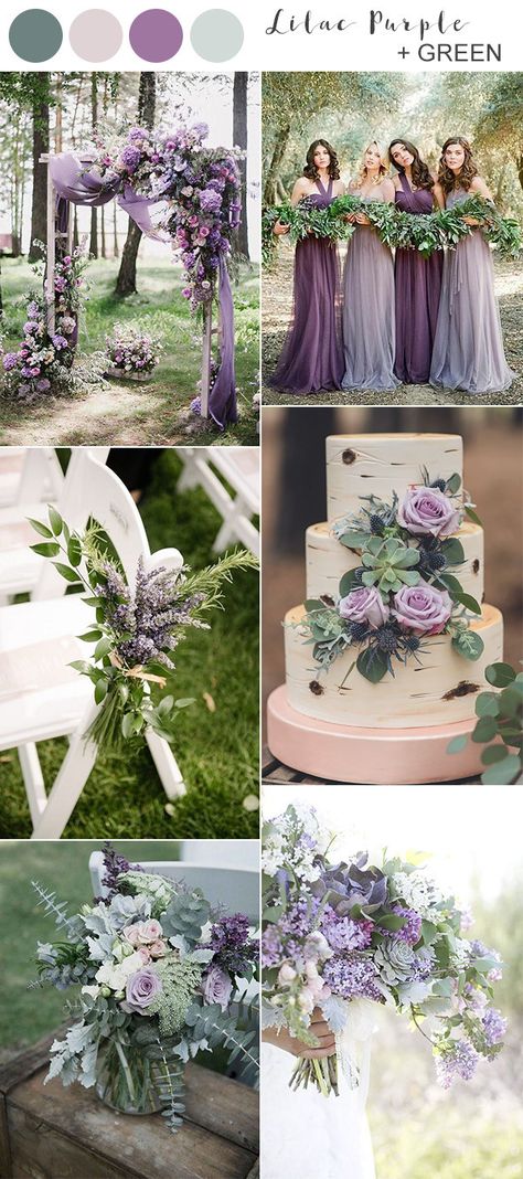 Lilac Wedding Themes, Lavender Wedding Theme, Wedding Theme Color Schemes, Purple And Green Wedding, Wedding Color Palettes, Wedding Color Ideas, Mauve Wedding, Purple Wedding Theme, Wedding Colors Purple