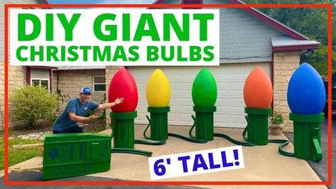 Giant Outdoor Christmas Lights, Extreme Christmas Decorations Outdoor, Blow Up Christmas Decorations Yards, Diy Lawn Ornaments Christmas, Diy Giant Christmas Lights Soda Bottles, Diy Christmas Parade Float Decorations, Giant Christmas Balls Outdoor, Large Christmas Yard Decor Diy, Christmas Yard Themes