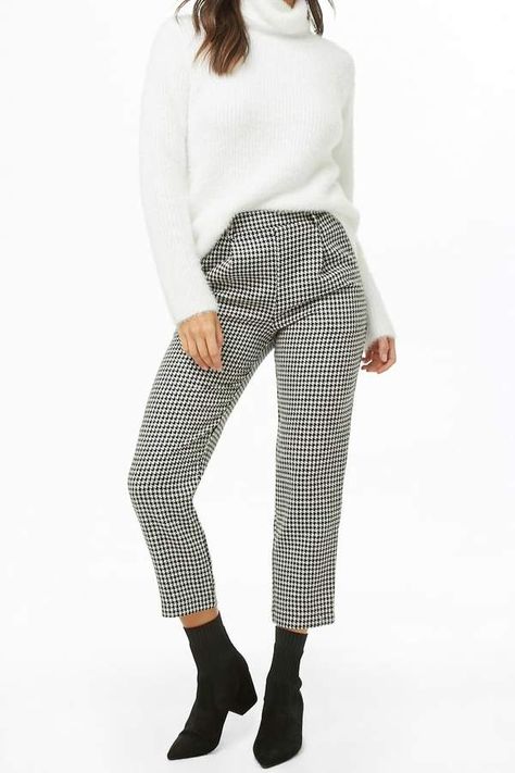 Houndstooth Pants Outfit, Plaid Pants Outfit, Pants Outfit Fall, Houndstooth Pants, Houndstooth Dress, Work Today, Business Attire, Business Casual Outfits, Work Attire