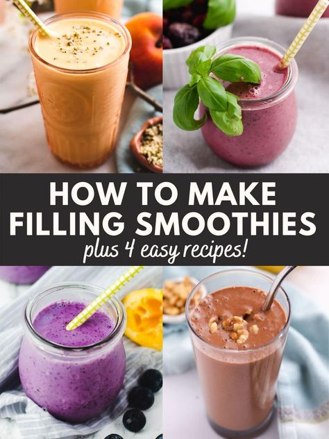 Smoothies For Lunch, Filling Breakfast Smoothie, Jus Tomat, Filling Smoothie, Delicious Smoothie Recipes, Nutritious Smoothie Recipes, Peach Kitchen, Lunch Smoothie, Nutribullet Recipes