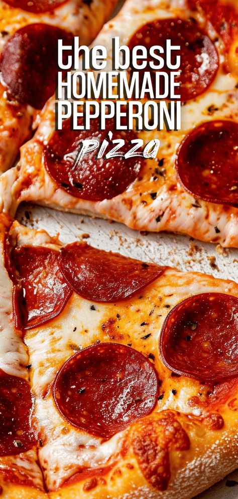 Homemade Pepperoni Pizza [145 Minutes] – Chasety Pepperoni Pizza Recipes Homemade, Pizza Recipes Homemade Easy, Homage Pizza, Peperoni Pizza Recipes, Homemade Pizza Ideas, Homemade Pepperoni, Pizza From Scratch, Homemade Pizza Recipe, Pepperoni Recipes