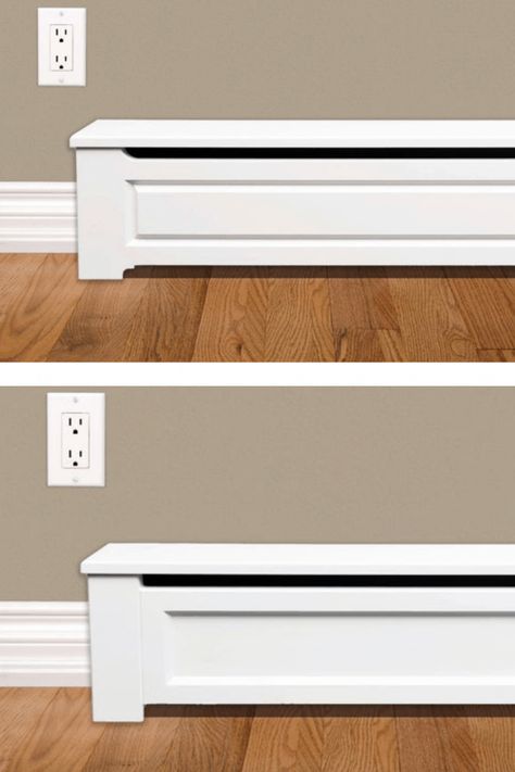 Custom Baseboard Heater Covers, Upgrade Baseboard Heating, Baseboard Heat Cover Ideas, Baseboard Radiator Covers, Base Board Heater Ideas, Diy Wood Baseboard Heater Covers, How To Make Baseboard Heaters Look Better, Floor Radiator Cover Ideas, Baseboard Radiator Cover Ideas Diy