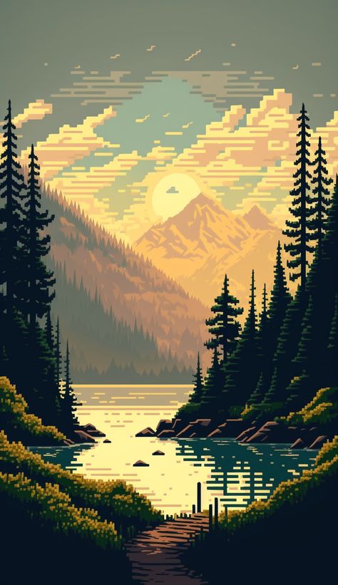 Pixel Phone Background, Digital Pixel Art, Pixel Art Phone Wallpaper, Pixel Art Wallpaper Iphone, Pixel Phone Wallpaper, Nature Pixel Art, Pixel Art Nature, Pixel Art Scenery, Minimalist Phone Wallpaper