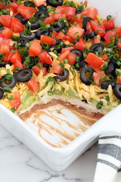 7layer Dip, 5 Layer Bean Dip, 5 Layer Dip, Mexican Dip Recipes, 7 Layer Dip Recipe, Finger Sandwich, Refried Bean Dip, Savory Dips, Mexican Dip