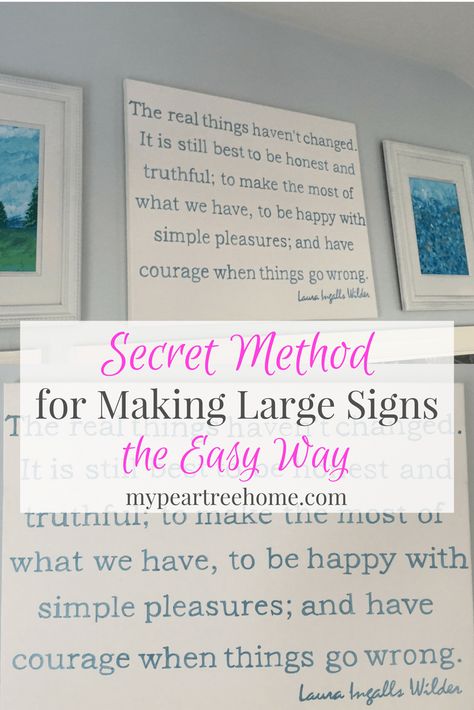 Want to learn how to make those canvas signs you see all over Hobby Lobby and other home stores? Click to the post to see how to make large art for your home for just a few dollars! Home Stores, Diy Quotes, Arts And Crafts House, Diy Bed Frame, Metal Tree Wall Art, Diy Wood Signs, Christmas Fonts, Diy Bar, Metal Tree