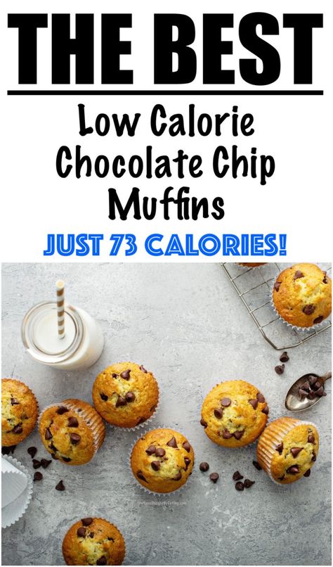 The BEST Chocolate Chip Muffin Recipe {LOW CALORIE} Recipes For Muscle Gain, Moist Chocolate Chip Muffins, Low Calorie Muffins, Low Calorie Sweets, Healthy Chocolate Chip Muffins, Recipe Low Calorie, Best Chocolate Chip Muffins, Chocolate Chip Muffins Easy, Low Calorie Baking