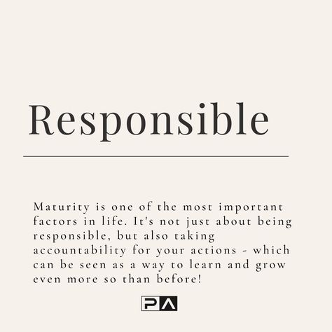 This type of maturity will help you through any problem or obstacle that comes up because it allows us to take responsibility instead of blaming others when things go wrong Mature people view humility highly; they know admitting error means progress has been made from time spent improving oneself. What Is Maturity Quotes, Admit Your Wrong Quotes, Admit When You Are Wrong Quotes, Admitting Your Wrong Quotes, Responsibility Affirmations, How To Be More Responsible, Responsible Aesthetic, Admit It Quotes, Being Responsible Quotes