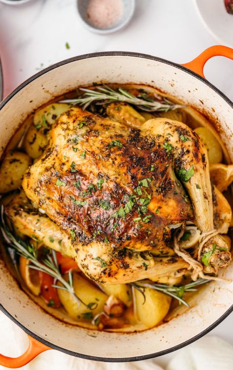 While Chicken In Dutch Oven, Dutch Oven Whole Chicken And Vegetables, Dutch Oven Whole Chicken Recipes One Pot, Fall Recipes Dutch Oven, Whole Roasted Chicken And Vegetables Dutch Oven, Roast Chicken Whole With Vegetables, Fall Roasted Chicken And Vegetables, Le Creuset Whole Chicken Recipes, Dutch Oven Roast Chicken Recipes