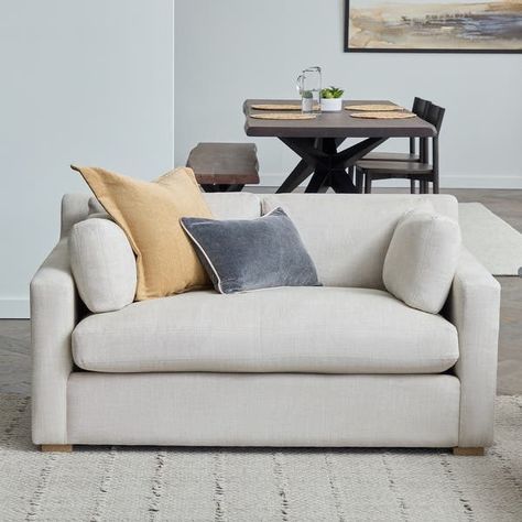 Loveseats For Small Spaces, Oversized Loveseat, Oversized Chair Living Room, Loveseat Living Room, Small Couch, Living Room Furniture Layout, Modern Loveseat, Soft Modern, Office Sofa