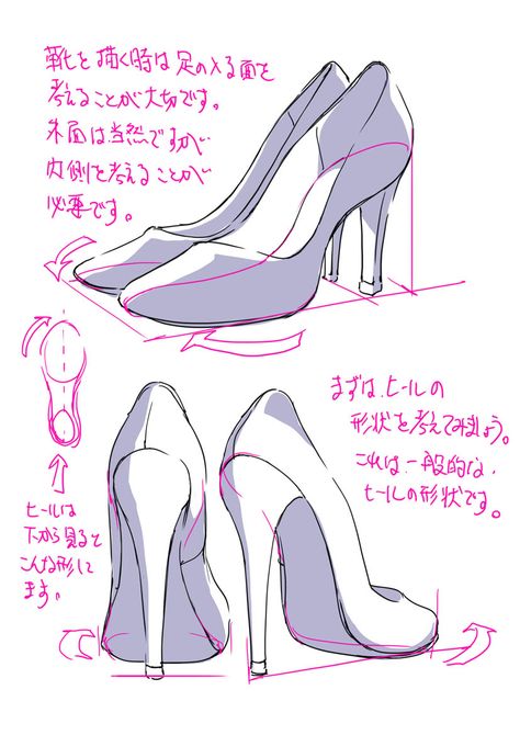 Heel Reference Drawing, High Heels Drawing Reference, Shoes Reference Drawing, Anime Heels, Shoes Drawing Reference, How To Draw Heels, Drawing High Heels, Side View Drawing, Feet Drawing