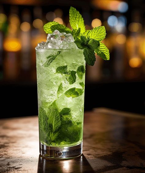 The Mojito Mocktail has a refreshing, sweet, and tangy taste, with a hint of mint and lime. It is light and fizzy, making it perfect for a hot summer day or a relaxing evening. Mint Mojito Mocktail, Mojito Aesthetic, Summer Mojito, Pina Colada Mocktail, Summer Mocktails, Drinks Pictures, Mojito Drink, Classic Mojito, Mocktail Drinks