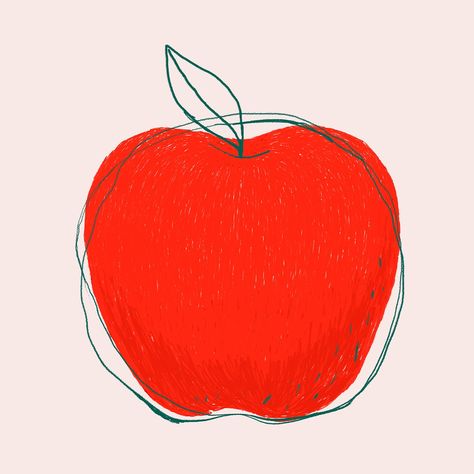 Minimal doodle art apple psd drawing | free image by rawpixel.com / Namcha Apple Fruit Illustration, Apple Doodle, Apple Artwork, Apple Illustration, Art Apple, Apple Vector, Vegetable Design, Arte Doodle, Drink Design