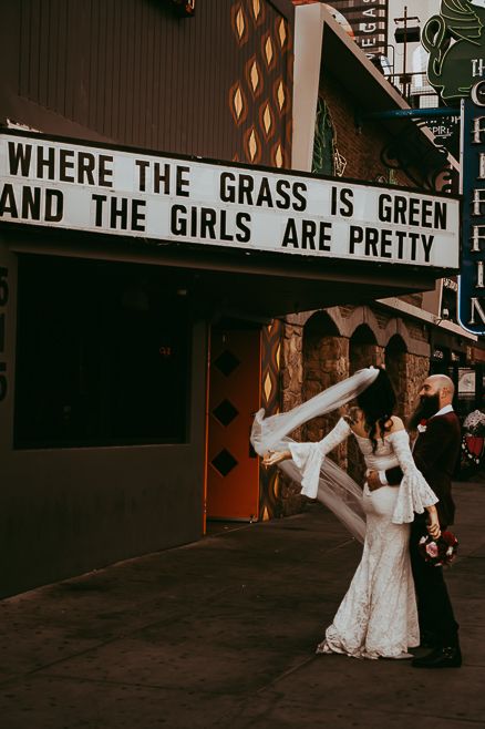 Rock N Roll Couple, Graceland Chapel, Rocker Wedding, Vegas Elopement Photography, Freemont Street, Moody Elopement, Vegas Wedding Venue, Vegas Bride, Edgy Bridal