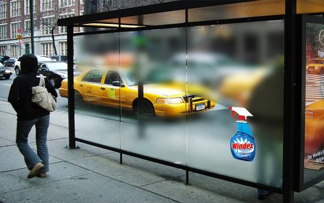 Jeski Social Campaign Organization for Windex, created special semi-transparent cutouts that they would stick to the windows, which had people leaning over to look through the clean spot, effectively communicating their brand promise. Brilliant! 🙌👏👏 _ Agency: Jeski Social Campaign Organization Jeseok Yi Bus Stop Advertising, 3d Tipografi, Guerrilla Advertising, Funny Commercial Ads, Guerrilla Marketing, Effective Ads, Clever Advertising, Funny Commercials, Graphisches Design