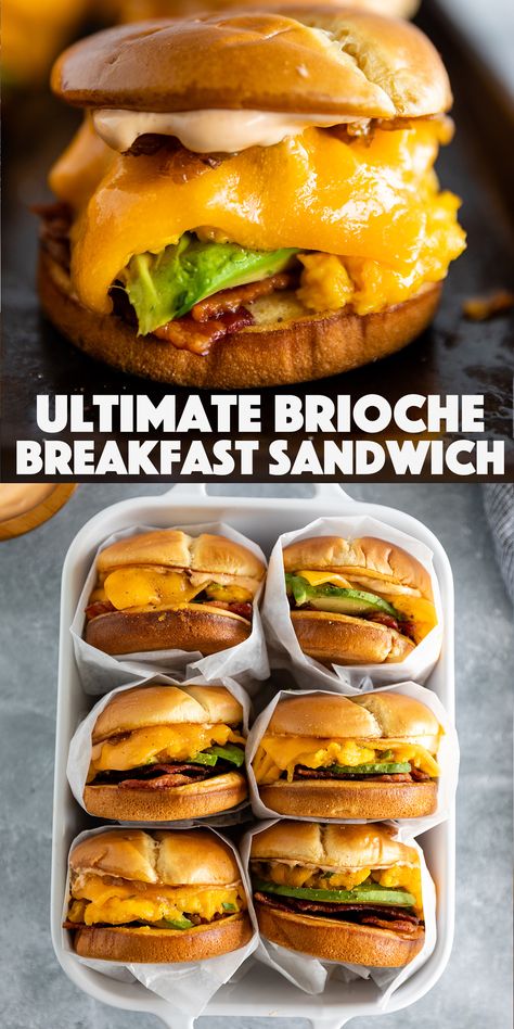 Brioche Breakfast, Soft Scrambled Eggs, Best Breakfast Sandwich, Breakfast Sandwich Recipes, Brioche Bun, Breakfast Burger, Best Breakfast Recipes, Sandwich Recipe, Sharp Cheddar