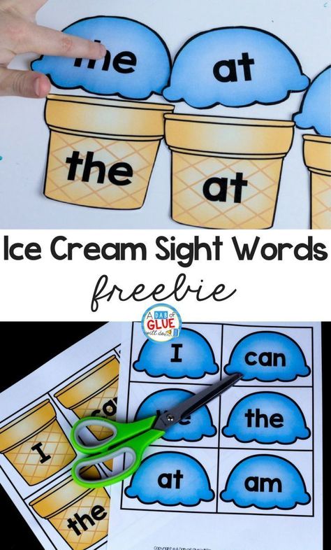 Ice Cream Sight Words will be a hit during literacy centers Preschool Sight Words, Sight Word Fun, Teaching Sight Words, Preschool Literacy, Sight Words Kindergarten, Sight Word Activities, Sight Word Games, Kindergarten Literacy, Word Activities