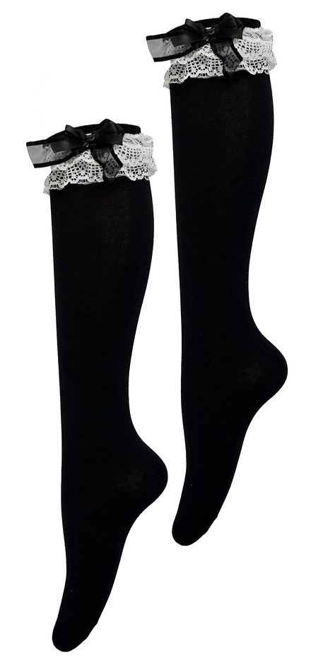 Casual Goth Fashion, Socks Ideas, Black And White Accessories, Black And White Clothes, Ruffle Socks, Goth Socks, Gothic Socks, Fancy Socks, Frilly Socks