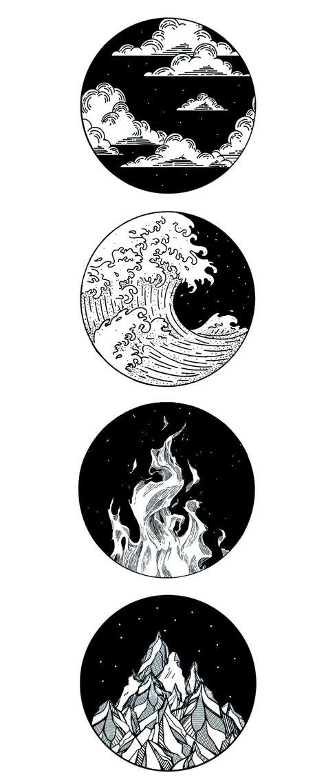 Elemental Tattoo, Four Elements Tattoo, Element Tattoo, Super Tattoo, 심플한 그림, Kunst Tattoos, Elements Tattoo, Tattoo Zeichnungen, Men Tattoos