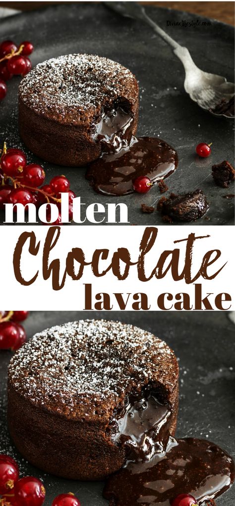 Molten Chocolate Lava Cake Recipe Dessert Divine Lifestyle Molten Lava Cakes Recipe, Lava Cake Recipe, Chocolate Lava Cake Recipe, Molten Chocolate Lava Cake, Lava Cake Recipes, Molten Lava Cakes, Molten Chocolate, Molten Lava, Slow Cooker Desserts