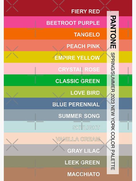 "New York Fashion Week Color Palette, Spring/Summer 2023 (all 15 colors, with labels)" Spiral Notebook for Sale by CasaColori | Redbubble Spring Summer Color Palette 2023, Color Palette Spring Summer 2023, Color Palette Spring, Palette Spring, Splash Color, Summer Color Palette, Summer Songs, Ny Fashion, Spring Summer 2023