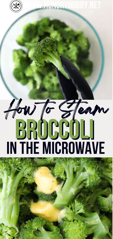 A quick and simple way to steam broccoli in the microwave in less than five minutes, add extra flavor, and you don't need plastic wrap! Cooking Broccoli In Microwave, How To Cook Broccoli In Microwave, Broccoli In Microwave Steam, Best Way To Steam Broccoli, Cook Broccoli In Microwave, How To Steam Broccoli On Stove, How To Steam Broccoli In Microwave, Microwave Steamed Broccoli, Stem Broccoli Recipes